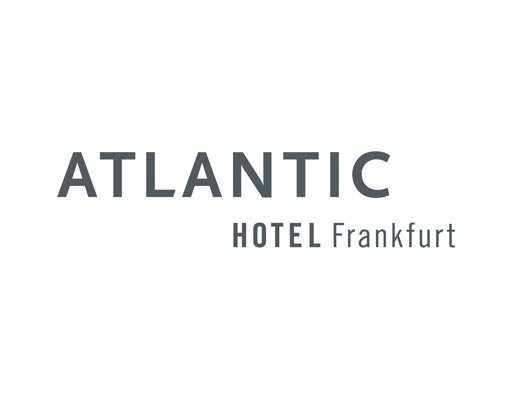 Logo des Atlantic Hotel Frankfurt in grauer Schrift auf weißem Hintergrund