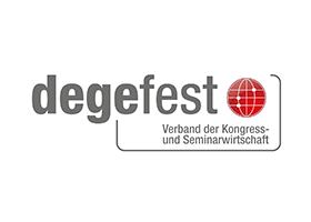 degefest Logo mit rotem Globus und Text Verband der Kongress- und Seminarwirtschaft