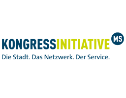 Logo Kongressinitiative MS mit Slogan Die Stadt Das Netzwerk Der Service in blau und grün