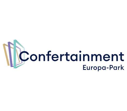 Logo von Confertainment Europa-Park mit stilisierten farbigen Linien und modernem Schriftzug
