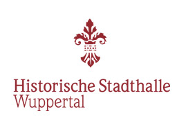 Logo der Historischen Stadthalle Wuppertal mit rotem Ornament-Design über dem Schriftzug
