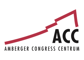 Logo des Amberger Congress Centrums mit rotem stilisiertem Dach und schwarzem Text "ACC"
