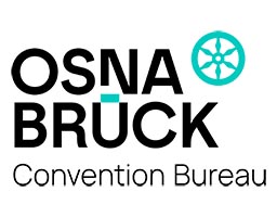 Logo des Osnabrück Convention Bureau mit stilisiertem Rad-Symbol in Türkis neben dem Schriftzug