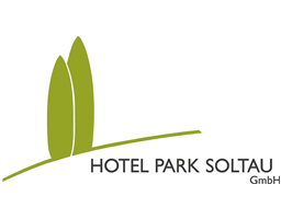Grünes Hotel Park Soltau Logo mit zwei stilisierten Bäumen und Schriftzug "Hotel Park Soltau GmbH"